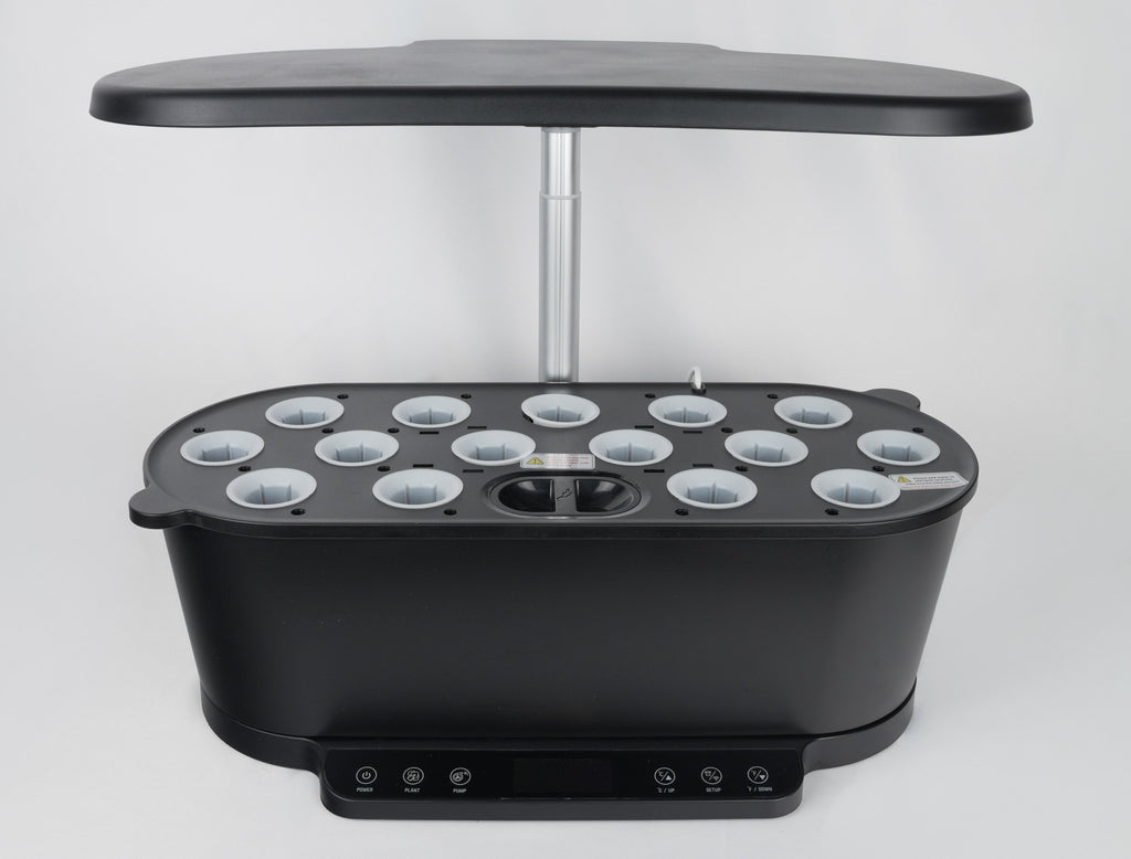 Black indoor smart garden (empty).