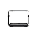 Black microgreen garden system with a height-adjustable LED grow light used for indoor gardening.